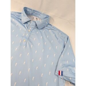 USAG YOU SUCK AT GOLF GOLF POLO SHIRT -L GRAY USA FLAG -PERFORMANCE Baby Blue